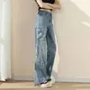 Jeans de Moda de Tiro Alto para Mujer 2026 Nuevo Estilo de Verano con Bordado de Fénix, Pantalones Rectos Holgados de Caída Trendy Adelgazantes