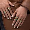 Anillo transfronterizo retro de latón dorado con circonita ágata de acero de titanio que no se desvanece, exquisito sentido de la moda, alta sensación, otoño e invierno para mujer