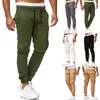 2026 Nuevos Pantalones Jogger Casuales para Hombre de Talla Europea, Patchwork de Cuero, Cintura con Cordón, Color Sólido, Corte Delgado para Hombre, Nuevo Color Blanco Roto