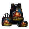 2024 Novo Produto Thewildrobot-Mochila Escolar Robô Selvagem Lancheira Estojo de Lápis de Camada Dupla Conjunto de Três Peças
