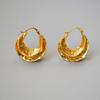 Pendientes Retro Estilo Celi Francés Hechos a Mano Martillados con Textura Cóncava y Convexa Latón Electrochapado Oro Real Espiral para Mujeres