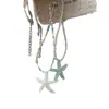 Estrella de Mar Bailarina Verano Costa Marina Fresco Dopamina Colorido Y2K Estrella con Cuentas Cadena para Clavícula Dulce y Fresca Collar Apilado