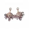 ¡Borla Morada con Forma de Abanico de Cristal! Aretes de Borla con Forma de Abanico de Vidrio de Zirconia, Aretes de Lujo Ligero de Gama Alta, Accesorios para Orejas Simples y de Moda al por Mayor