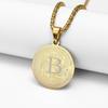 Temu oferta caliente moda nuevo acero inoxidable Bitcoin colgante collar bañado en oro redondo Bitcoin colgante collar