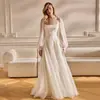 Al por mayor transfronterizo Vestido de novia ligero de manga larga francés Compromiso Cola pequeña Fotografía de viajes Salida Velo Banquete Bienvenida Nuevo Vestido de noche