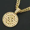 Collar con colgante de personalidad de marca redonda con símbolo de dólar estadounidense, cadena para la clavícula, collar de e-commerce transfronterizo