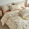 Nuevo otoño e invierno algodón puro ins patrón floral pequeño 13372 sarga de algodón puro pastoral simple funda de edredón de algodón puro juego de cuatro piezas totalmente de algodón