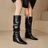 24 Otoño Invierno 40-46 Comercio Exterior Transfronterizo Tallas Grandes Botas de Mujer Otoño Invierno Tacón Oculto Estilo Calcetín Punta Cuadrada Pequeña Botas Altas