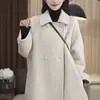 Casaco de Lã Comprimento Médio Estilo Coreano Outono e Inverno para Mulheres Petite Solto Espessado Elegante Tamanho Grande Casaco Trench de Lã Roupa Exterior