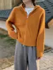 Estilo simple, color liso, con capucha, cierre de cremallera, cárdigan de punto grueso, nueva colección otoño 2026, estilo coreano, versátil, corte holgado y efecto adelgazante