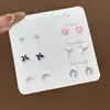 Set Semanal de Pendientes de Nicho Estilo Coreano, Pendientes Lindos y Compactos de Aleación Electroplateada con Pedrería, Venta al por Mayor