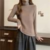 Comercio exterior toma real camiseta de manga larga de terciopelo acanalado para mujer otoño e invierno cuello alto camiseta interior base