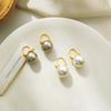 Pendientes de perlas elegantes estilo retro de Hong Kong con baño de cobre y oro auténtico, pendientes elegantes para dama, estilo sencillo, pendientes de moda T88