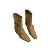 Botines de estilo occidental con punta cuadrada para mujer 2026, diseño retro versátil, botines de otoño de estilo francés hasta la pantorrilla, nuevo modelo de nicho