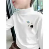 Y2280# camisa de base gola semi-alta para meninos inverno infantil de veludo aquecimento quente crianças maiores gola média manga longa moda