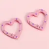 Anillo de llavero con cierre de resorte pintado en spray de aleación, cuenta retorcida en forma de corazón redondo, accesorio de gancho de cuentas hecho a mano para DIY