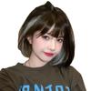 Peruca feminina cabelo curto lisa mesmo estilo pendurado orelha tintura franja cômica natural capa de cabeça cheia moda bobo cabeça clavícula cabelo
