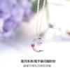 Collar de plata esterlina S925 al por mayor moda coreana diamante estrella luna oro rosa estrella luna cadena clavicular mujeres