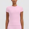 Conjunto de Yoga Feminino de Três Quartos, Cor Sólida, Sensação de Segunda Pele, Gola Redonda, Manga Curta Esportiva, Cintura Alta, Secagem Rápida, para Corrida ao Ar Livre, Fitness