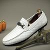 Mocasines blancos de primavera y verano para hombre, zapatos casuales británicos de cuero, zapatos de oficina de negocios de talla grande, piel de vaca de capa superior