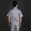 Uau! Roupa de Trabalho de Algodão Personalizada de Verão para Homens e Mulheres, Conjunto de Duas Peças Cinza Fino para Trabalho, Roupa de Trabalho de Sarja Fina Poliéster-Algodão