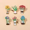 Insígnia de Metal Flor de Peônia Desenho Animado Moda Criativa Versátil Tulipa Girassol Broche Roupas Mochila Escolar Acessórios
