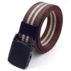 Cinturón de lona para hombre 3.2cm mujeres raya colorida nailon sin hierro no metálico hebilla de plástico cinturón casual para pantalones