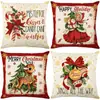 Funda de Almohada Navideña de Lino Nueva de Amazon Transfronteriza Funda de Almohada de Papá Noel Ciervo para el Hogar Funda para Sofá
