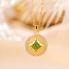 Colgante de plata de ley S925 con diseño de ciervo, chapado en oro, de jade hetiano, de lujo, redondo, con diamantes, de marca, a la moda, con estrella que combina con todo.