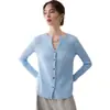 Súper bonito~ Cárdigan de Punto de Cachemir Acanalado para Mujer Otoño Invierno Suave Color Sólido Casual Suéter Abrigo de Punto de Cachemir