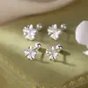 Selección de Arte Super Hada Francés Temperamento Gentil Minimalista Aretes de Flor de Cinco Pétalos con Diamante Flor de Gardenia Tornillos Aseguran Aretes