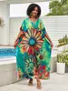 Saída de praia europeia e americana transfronteiriça, roupão de férias estampado de corte solto, camisa protetora solar para biquíni, peça externa para traje de banho