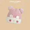 Gorro de Lana Cálido con Bola de Pelo de Dibujos Animados Lindo para Otoño e Invierno para Niños y Niñas Gorro con Protección para Orejas de Bebé para Suéter Infantil Gorro de Punto