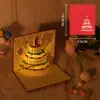Cartão de aniversário musical com luz 3D estéreo bolo cartão de felicitações gravável presente feito à mão DIY cartão de bênção para funcionários