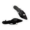 ¡Hada gigante ~! Sandalias de Tacón de Gato con Punta Sexy de Tacón Medio, Correa Delgada, Slip-on, Ropa de Abrigo para Mujer, Punta Abierta de Perlas, Tacones Altos