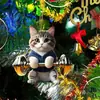 Pingente para retrovisor de carro de Natal com design de gatinho, novo acessório automotivo transfronteiriço, pingente criativo para carro e mochila feito de acrílico