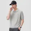 Camisa Polo de Color Sólido Retro de Manga Corta para Hombre Verano 2026 Nuevo Estilo Temperamento Versátil Cuello Solapa Tejido Camiseta Top