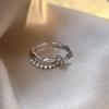 Anillo Abierto de Circonita de Mariposa de Perla para Mujer, Anillo de Dedo Nicho de Lujo Ligero, Sentido Avanzado, Ajustable, Joyería de Anillo Único