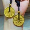 Colgante vietnamita antiguo de oro y arena con forma de flor fantasma, monedas de los cinco emperadores, colgante de latón, monedas de cobre, collar de monedas de cobre, nuevo chinoiserie para hombres y mujeres.