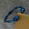 Pulseira de Aço Titânio Caveira Retro Exagerada Europeia e Americana Transfronteiriça Pulseira de Bambu Punk Hip Hop Masculina Tendência Venda por Atacado de Fábrica