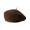 Gorra Boina para Mujer 2025 Nueva Retro Negra de Lana Cara Visible Pequeña Gorra de Botón Primavera y Verano Estilo Británico Literario