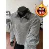 Camisas Multicor Opcionais para Homens e Mulheres, Camisas Listradas Espessas de Veludo para Outono e Inverno, Camisas Versáteis de Manga Longa para Base