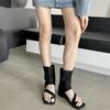 Botas Curtas Flip-Toe para Mulheres 2025 Verão Novo Cano Alto Retrô Cowboy Ocidental Botas Femininas Flats de Manga Sandálias Romanas