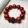Pulsera Pixiu tallada de Sándalo Verde, Sándalo Morado, Palo de Rosa, Sándalo de Sangre para Hombres y Mujeres, Pulsera de Estilo Étnico