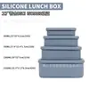 Lonchera Rectangular con Tapa de Silicona, Lonchera Apta para Microondas, Recipiente Sellado para Conservación de Alimentos, Calentable y Aislado
