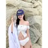 Bikini de Dos Piezas Estilo Coreano de Cintura Alta que Cubre el Vientre y Luce Delgado, Traje de Baño Sexy, Conjunto de Bikini para Vacaciones en la Costa Puro Deseo