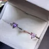 Anillo de Amatista Pura Natural para Mujer, Misterioso y Soñador, Piedra Morada Suelta Tamaño 6 mm, Anillo Incrustado de Plata de Ley S925 de Alta Gama