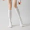 Calcetines largos de punto doble para mujer de otoño e invierno, color gris liso, hasta el tobillo, ligeramente compresivos, efecto adelgazante, calcetines de mujer color café, calcetines de algodón