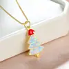 Collar de Árbol de Navidad de Ópalo de Colores Transfronterizo para Mujer, Accesorios de Moda, Cadena Delicada y Versátil para la Clavícula