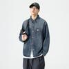 Outono 2024 Novo Estilo Americano Retro Casual Jaqueta Jeans Masculina Solta plus size Jaqueta de Manga Comprida Top Tendência